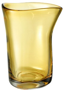 Casa Padrino luxury decorative glass vase yellow Ø 20 x H. 27.5 cm - Hand Blown Flower Vase - Luxury Decoration Accessories