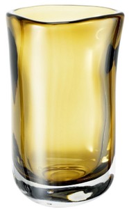 Casa Padrino luxury decorative glass vase yellow Ø 14 x H. 22 cm - Hand Blown Flower Vase - Luxury Decoration Accessories