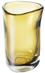Casa Padrino luxury decorative glass vase yellow Ø 14 x H. 22 cm - Hand Blown Flower Vase - Luxury Decoration Accessories