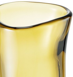 Casa Padrino luxury decorative glass vase yellow Ø 14 x H. 22 cm - Hand Blown Flower Vase - Luxury Decoration Accessories
