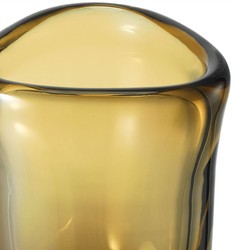 Casa Padrino vase décoratif en verre de luxe marron Ø 12 x H. 17 cm - Vase à Fleurs Soufflé à la Bouche - Accessoires de Décoration de Luxe