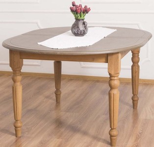 Casa Padrino tavolo da pranzo stile country grigio / marrone chiaro 160 x 120 x A. 78 cm - Tavolo da Cucina Ovale in Legno Massello con Piano in Rovere