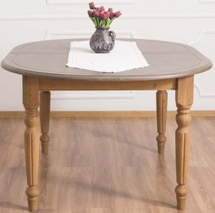 Casa Padrino Landhausstil Esstisch Grau / Hellbraun 160 x 120 x H. 78 cm - Ovaler massivholz Küchentisch mit Eichenholz Tischplatte
