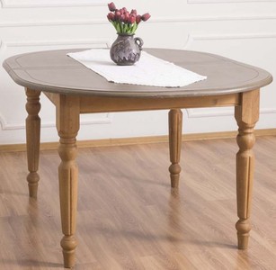Casa Padrino Landhausstil Esstisch Grau / Hellbraun 160 x 120 x H. 78 cm - Ovaler massivholz Küchentisch mit Eichenholz Tischplatte