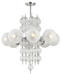 Casa Padrino luxury chandelier silver Ø 85 x H. 82.5 cm - Modern Metal Chandelier with Corrugated Spiral Hollow Glass Balls and Spherical Glass Lampshades