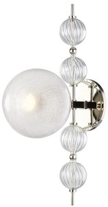 Casa Padrino lampada da parete di lusso argento 19 x 29 x A. 56 cm - Lampada da Parete Moderna in Metallo con Sfere di Vetro Cavo a Spirale Scanalata e Paralume in Vetro Sferico
