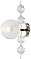 Casa Padrino lampada da parete di lusso argento 19 x 29 x A. 56 cm - Lampada da Parete Moderna in Metallo con Sfere di Vetro Cavo a Spirale Scanalata e Paralume in Vetro Sferico