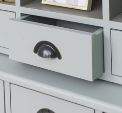 Casa Padrino Landhausstil Massivholz Schrank mit 2 Türen und 6 Schubladen Grau