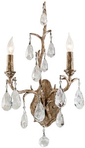 Casa Padrino lampada da parete doppia barocco di lusso bronzo 28 x 15,3 x A. 53,3 cm - Lampada da parete fatta a mano in ferro battuto con nobili tendaggi in cristallo veneziano a forma di goccia