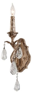 Casa Padrino lampada da parete barocco di lusso bronzo 12,7 x 10 x A. 41,9 cm - Lampada da parete fatta a mano in ferro battuto con nobili tendaggi in cristallo veneziano a forma di goccia