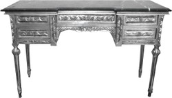 Casa Padrino Baroque console silver with marble top and 5 drawers 126 x 43 x H79 cm - console table secretary - furniture Casa Padrino Baroque console silver with marble top and 5 drawers 126 x 43 x H79 cm - console table secretary - furniture