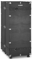 Casa Padrino gabinete de la maleta de cuero sintético de lujo con ruedas negro / plata 60 x 86 x A. 143 cm - Gabinete de la Maleta en Estilo Vintage - Accesorios de Lujo