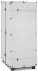Casa Padrino Luxus Kunstleder Kofferschrank mit Rollen Weiß / Silber