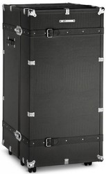 Casa Padrino luxury faux leather suitcase cabinet in vintage style black / silver 60 x 69 x H. 120 cm - Suitcase Cabinet with Wheels - Luxury Collection