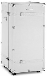 Casa Padrino gabinete de la maleta de cuero sintético de lujo en estilo vintage blanco / plata 60 x 69 x A. 120 cm - Gabinete de la Maleta con Ruedas - Colección de Lujo
