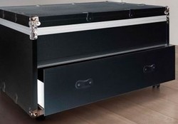 Casa Padrino commode valise à chaussures de luxe avec tiroir et roulettes noir / argent 100 x 80 x H. 60 cm - Armoire à Chaussures en Cuir Synthétique Style Vintage - Qualité de Luxe