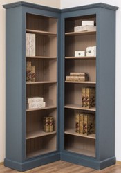 Casa Padrino armadio ad angolo in stile country blu / beige 102 x 102 x A. 210 cm - Gabinetto dei Libri in Legno Massello - Mobili da Soggiorno in Stile Country