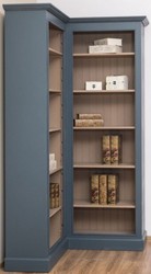 Casa Padrino armadio ad angolo in stile country blu / beige 102 x 102 x A. 210 cm - Gabinetto dei Libri in Legno Massello - Mobili da Soggiorno in Stile Country
