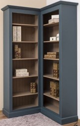 Casa Padrino armadio ad angolo in stile country blu / beige 102 x 102 x A. 210 cm - Gabinetto dei Libri in Legno Massello - Mobili da Soggiorno in Stile Country