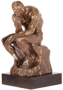 Casa Padrino Figura de Bronce Art Deco El Pensador Bronce / Negro A. 30,5 cm - Escultura de Bronce - Figura Decorativa