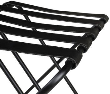 Casa Padrino Luxus Gepäckablage Schwarz 55 x 44 x H. 50 cm - Zusammenklappbarer Kofferständer mit pulverbeschichtetem Stahl und Kunstleder - Hotel Accessoires