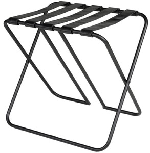 Casa Padrino scaffale bagagli di lusso nero 55 x 44 x A. 50 cm - Scaffale bagagli pieghevole con acciaio verniciato a polvere e pelle sintetica - Accessori per Hotel