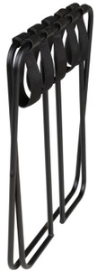 Casa Padrino Luxus Gepäckablage Schwarz 55 x 44 x H. 50 cm - Zusammenklappbarer Kofferständer mit pulverbeschichtetem Stahl und Kunstleder - Hotel Accessoires