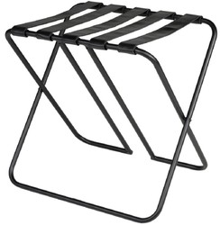 Casa Padrino scaffale bagagli di lusso nero 55 x 44 x A. 50 cm - Scaffale bagagli pieghevole con acciaio verniciato a polvere e pelle sintetica - Accessori per Hotel