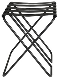 Casa Padrino scaffale bagagli di lusso nero 55 x 44 x A. 50 cm - Scaffale bagagli pieghevole con acciaio verniciato a polvere e pelle sintetica - Accessori per Hotel