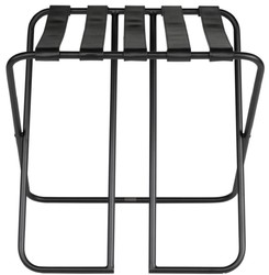 Casa Padrino scaffale bagagli di lusso nero 55 x 44 x A. 50 cm - Scaffale bagagli pieghevole con acciaio verniciato a polvere e pelle sintetica - Accessori per Hotel