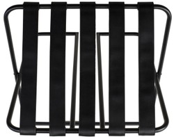Casa Padrino scaffale bagagli di lusso nero 55 x 44 x A. 50 cm - Scaffale bagagli pieghevole con acciaio verniciato a polvere e pelle sintetica - Accessori per Hotel