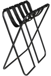 Casa Padrino scaffale bagagli di lusso nero 55 x 44 x A. 50 cm - Scaffale bagagli pieghevole con acciaio verniciato a polvere e pelle sintetica - Accessori per Hotel
