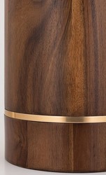 Casa Padrino luxury table lamp brown / antique brass / white Ø 40.6 x H. 66 cm - Elegant Solid Wood Table Lamp with Round Linen Lampshade