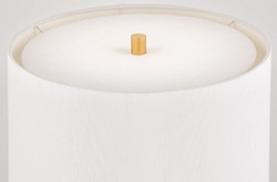 Casa Padrino luxury table lamp brown / antique brass / white Ø 40.6 x H. 66 cm - Elegant Solid Wood Table Lamp with Round Linen Lampshade