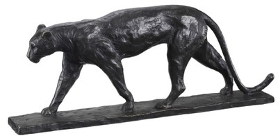Casa Padrino luxury bronze sculpture leopard black 49 x 7 x H. 18.5 cm - Bronze Figure - Animal Figure - Decorative Accessories