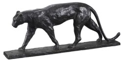 Casa Padrino luxury bronze sculpture leopard black 49 x 7 x H. 18.5 cm - Bronze Figure - Animal Figure - Decorative Accessories