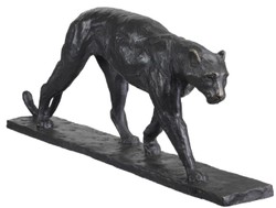 Casa Padrino luxury bronze sculpture leopard black 49 x 7 x H. 18.5 cm - Bronze Figure - Animal Figure - Decorative Accessories