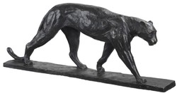 Casa Padrino luxury bronze sculpture leopard black 49 x 7 x H. 18.5 cm - Bronze Figure - Animal Figure - Decorative Accessories
