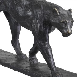 Casa Padrino luxury bronze sculpture leopard black 49 x 7 x H. 18.5 cm - Bronze Figure - Animal Figure - Decorative Accessories