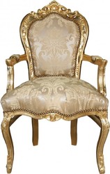 Dîner Casa Padrino baroque Chaise Creme Floral / or avec accoudoirs Dîner Casa Padrino baroque Chaise Creme Floral / or avec accoudoirs