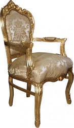 Dîner Casa Padrino baroque Chaise Creme Floral / or avec accoudoirs Dîner Casa Padrino baroque Chaise Creme Floral / or avec accoudoirs