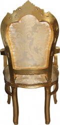 Dîner Casa Padrino baroque Chaise Creme Floral / or avec accoudoirs Dîner Casa Padrino baroque Chaise Creme Floral / or avec accoudoirs
