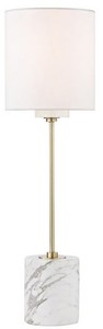 Casa Padrino luxury table lamp antique brass / white Ø 15.9 x H. 55.9 cm - Modern round table lamp with lampshade made of faux silk and marble base