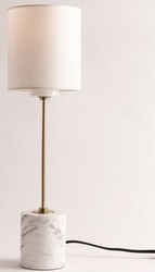 Casa Padrino lampada da tavolo di lusso ottone antico / bianco Ø 15,9 x A. 55,9 cm - Lampada da tavolo moderna rotonda con paralume in seta artificiale e base in marmo