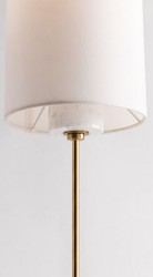 Casa Padrino lampada da tavolo di lusso ottone antico / bianco Ø 15,9 x A. 55,9 cm - Lampada da tavolo moderna rotonda con paralume in seta artificiale e base in marmo