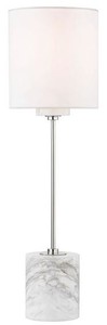 Casa Padrino luxury table lamp silver / white Ø 15.9 x H. 55.9 cm - Modern round table lamp with lampshade made of faux silk and marble base