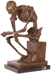 Casa Padrino figura de bronce de decoración el esqueleto pensante bronce / negro 16,8 x 13,1 x A. 24,6 cm - Escultura de Bronce - Figura Decorativa