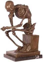 Casa Padrino figura de bronce de decoración el esqueleto pensante bronce / negro 16,8 x 13,1 x A. 24,6 cm - Escultura de Bronce - Figura Decorativa