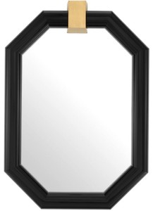 Casa Padrino specchio da parete di lusso nero / ottone 105 x 15 x A. 151 cm - Specchio ottagonale in mogano - Qualità di Lusso