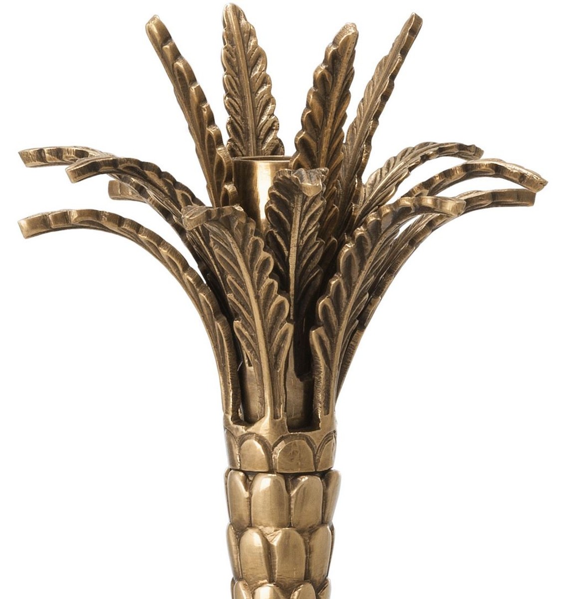 Casa Padrino luxury candle holder vintage brass Ø 13 x H. 36 cm - Handmade brass candlestick in palm design - Luxury Accessories